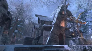 Snowfall In Windhelm - The Ancient City In Skyrim Wallpaper