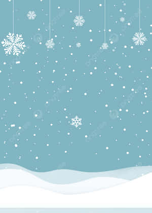 Snowflakes Falling From The Sky On A Blue Background Wallpaper