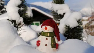 Snowman Wearing Christmas Hat Wallpaper