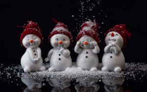 Snowmen_ Friends_ Winter_ Joy.jpg Wallpaper