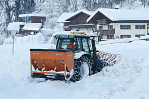 Snowplow Clearing Mountain Road Wallpaper