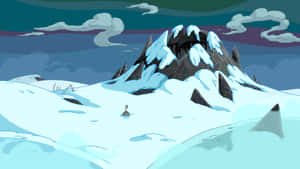 Snowy Cartoon Mountain Scene Wallpaper