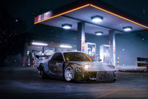 Snowy Gas Station Wallpaper