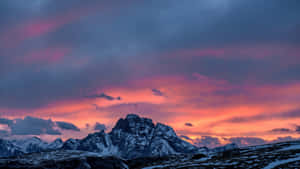 Snowy Italy Dolomites Mountains Sunset Wallpaper