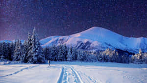 Snowy Landscape In Serene Winter Wonderland Wallpaper