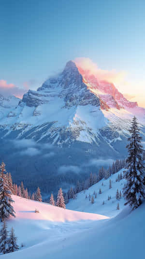 Snowy Mountain Sunrise Wallpaper