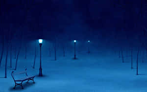 Snowy_ Night_ Park_ Scene Wallpaper