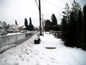 Snowy Suburban Street Burnaby Wallpaper