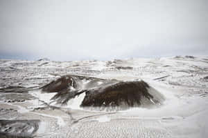 Snowy Volcanic Landscape Winter Wallpaper