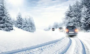 Snowy Winter Drive Wallpaper