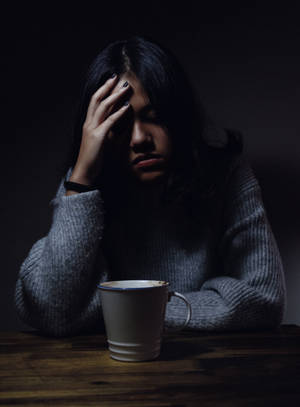 So Sad Girl With Coffee Wallpaper