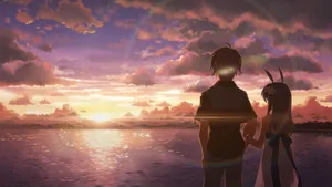 Soak In The Sun At A Peaceful Anime Beach Wallpaper