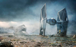 Soaring Into Battle In The Iconic Tie Fighter Wallpaper