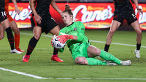 Soccer Goalkeeper Save Action Wallpaper