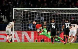 Soccer Goalkeeper Save Attempt Wallpaper