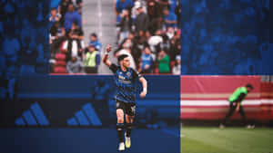 Soccer_ Player_ Celebration_ Stadium_ Background Wallpaper