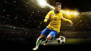 Soccer_ Player_ Dribbling_in_ Stadium.jpg Wallpaper