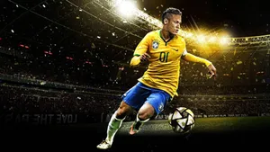 Soccer_ Player_ Dribbling_in_ Stadium.jpg Wallpaper