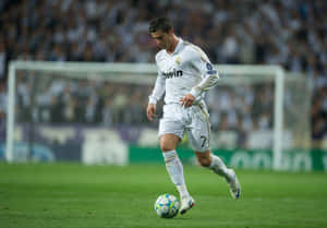 Soccer_ Player_ Dribbling_in_ Stadium Wallpaper