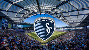 Soccer Stadium With Sporting Kansas City Logo Wallpaper