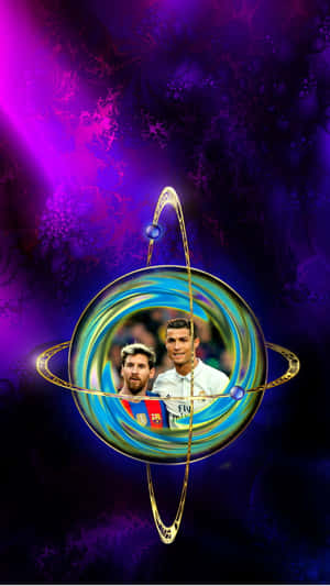 Soccer Stars Orbiting Abstract Universe Wallpaper