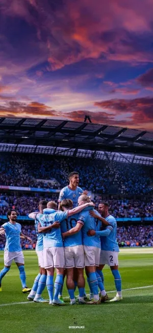 Soccer Team Celebrationat Dusk Wallpaper