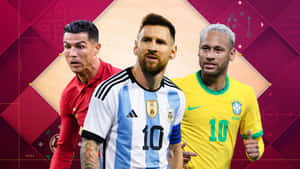 Soccer_ Triumvirate_ Ronaldo_ Messi_ Neymar_2022 Wallpaper