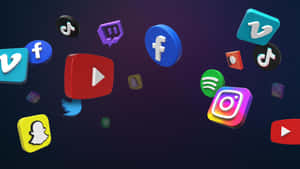 Social Media Icons Floating On Plain Black Wallpaper