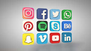 Social Media Icons On A Gray Background Wallpaper