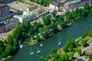 Sodertalje Aerial View Sweden Wallpaper