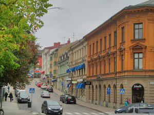 Sodertalje City Street Scene Sweden Wallpaper