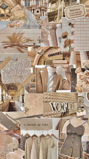 Soft Beige Aesthetic Collage.jpg Wallpaper