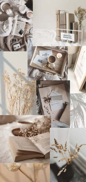 Soft Beige Aesthetic Collage Wallpaper