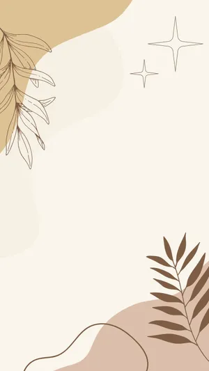 Soft Beige Botanical Design Wallpaper