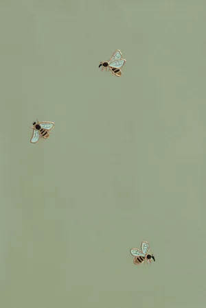 Soft Green Aestheticwith Bees Wallpaper