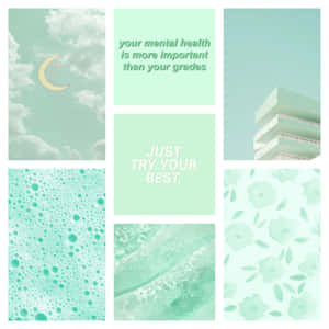 Soft Green Inspirational Collage Wallpaper