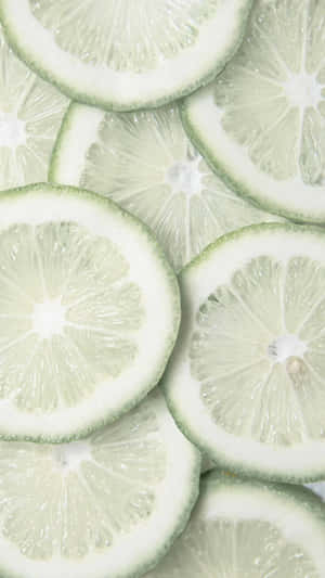 Soft Green Lime Slices Aesthetic Wallpaper