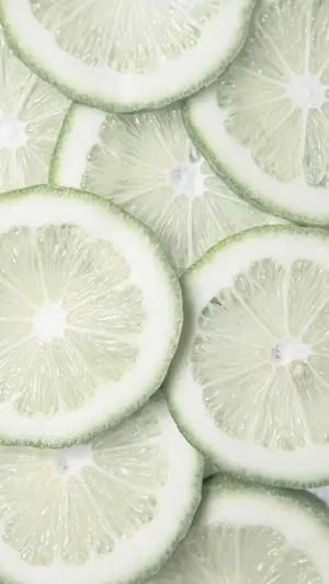 Soft Green Lime Slices Aesthetic Wallpaper