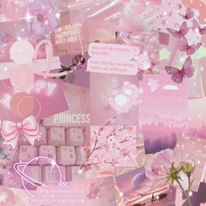 Soft Pink Aesthetic Collage Wallpaper