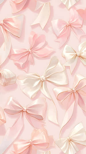 Soft Pink And Cream Bows Wallpaper