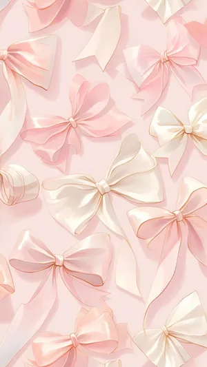 Soft Pink And Cream Bows Wallpaper