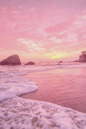 Soft Pink Beach Sunset Wallpaper