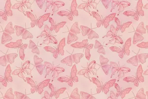 Soft Pink Pastel Butterflies Pattern Wallpaper