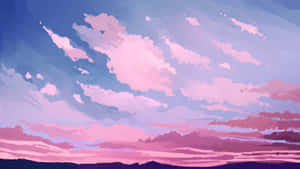 Soft Pink Skyline Aesthetic Wallpaper