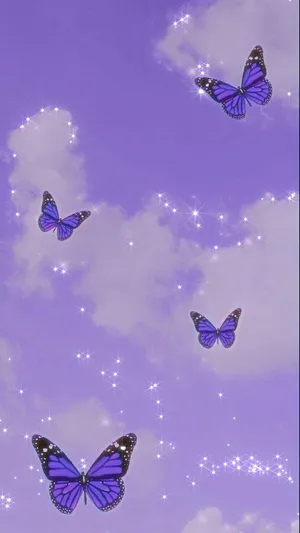 Soft Purple Butterfliesand Stars Wallpaper