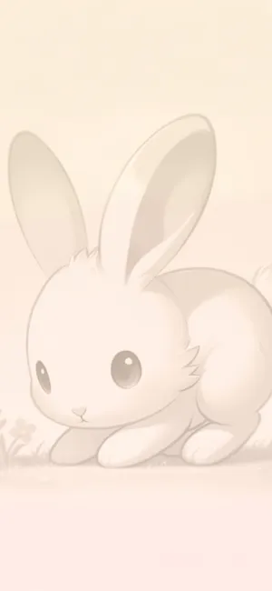 Soft Toned Bunny Illustration Wallpaper