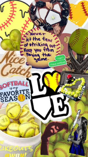 Softball Inspired Collage Aesthetic Wallpaper