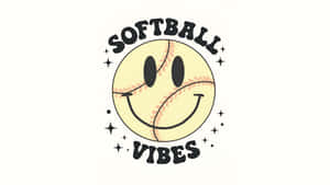 Softball Vibes Smiley Design Wallpaper