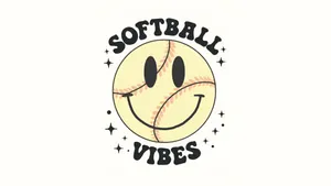 Softball Vibes Smiley Design Wallpaper