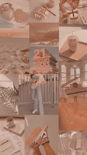 Softie Aesthetic Collage Peach Tones Wallpaper